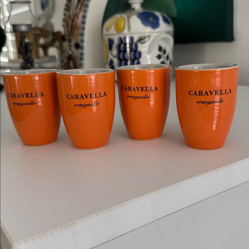 Caravella Orangecello Orange Italian Liquor Ceramic Shot Glasses (4) - Picture 2 of 5